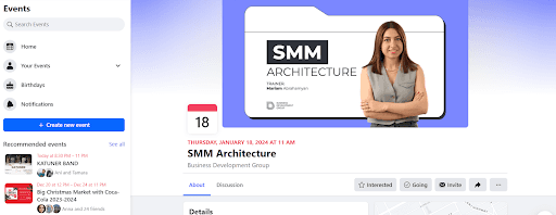 Facebook event example