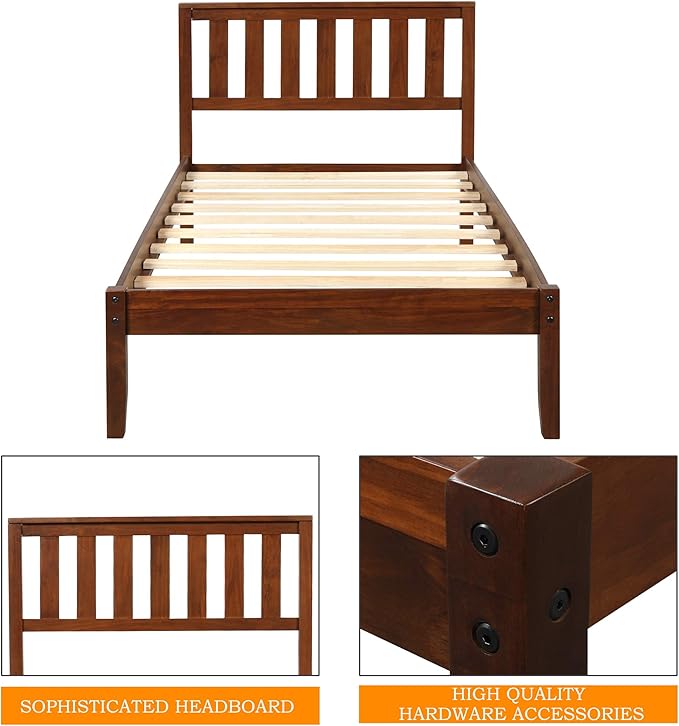 Upgrade your home or office with the walnut twin bed, built for style and functionality.