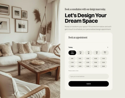 Booking Appointment Contact Form component section for Framer built with Frameblox UI kit
