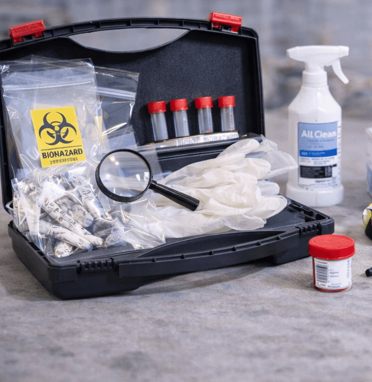 Dynamic close-up of a runner’s foot mid-stride on a muddy forest trail, wearing black socks and red trail shoes with visible sole pattern.