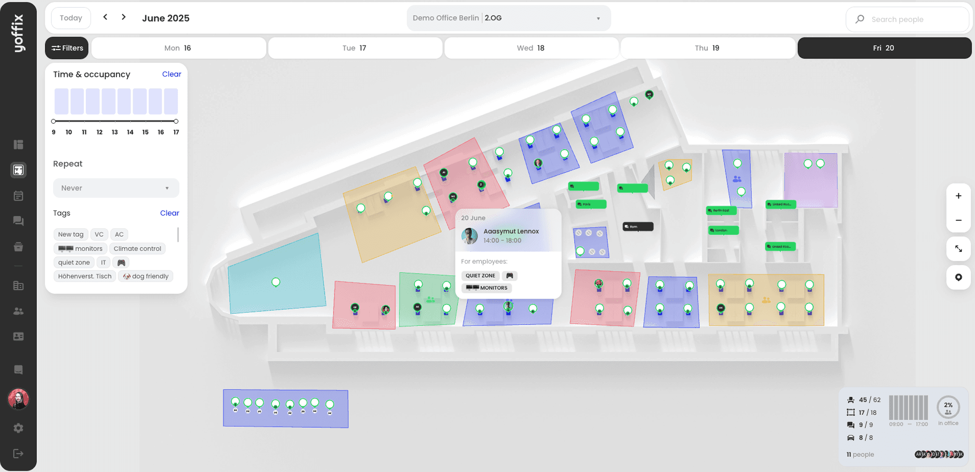 Yoffix desk booking interface