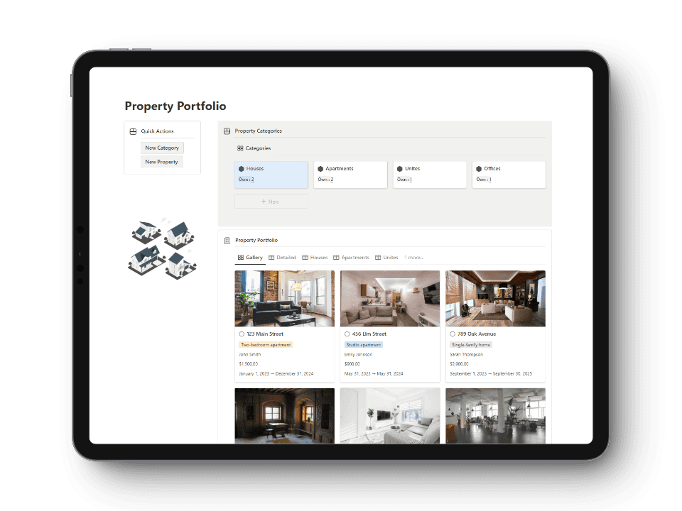 Property Portfolio notion template