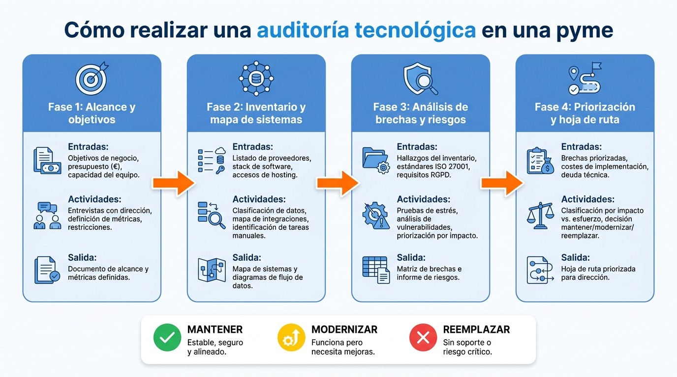 Cómo hacer una auditoría tecnológica en una pyme: 4 fases clave