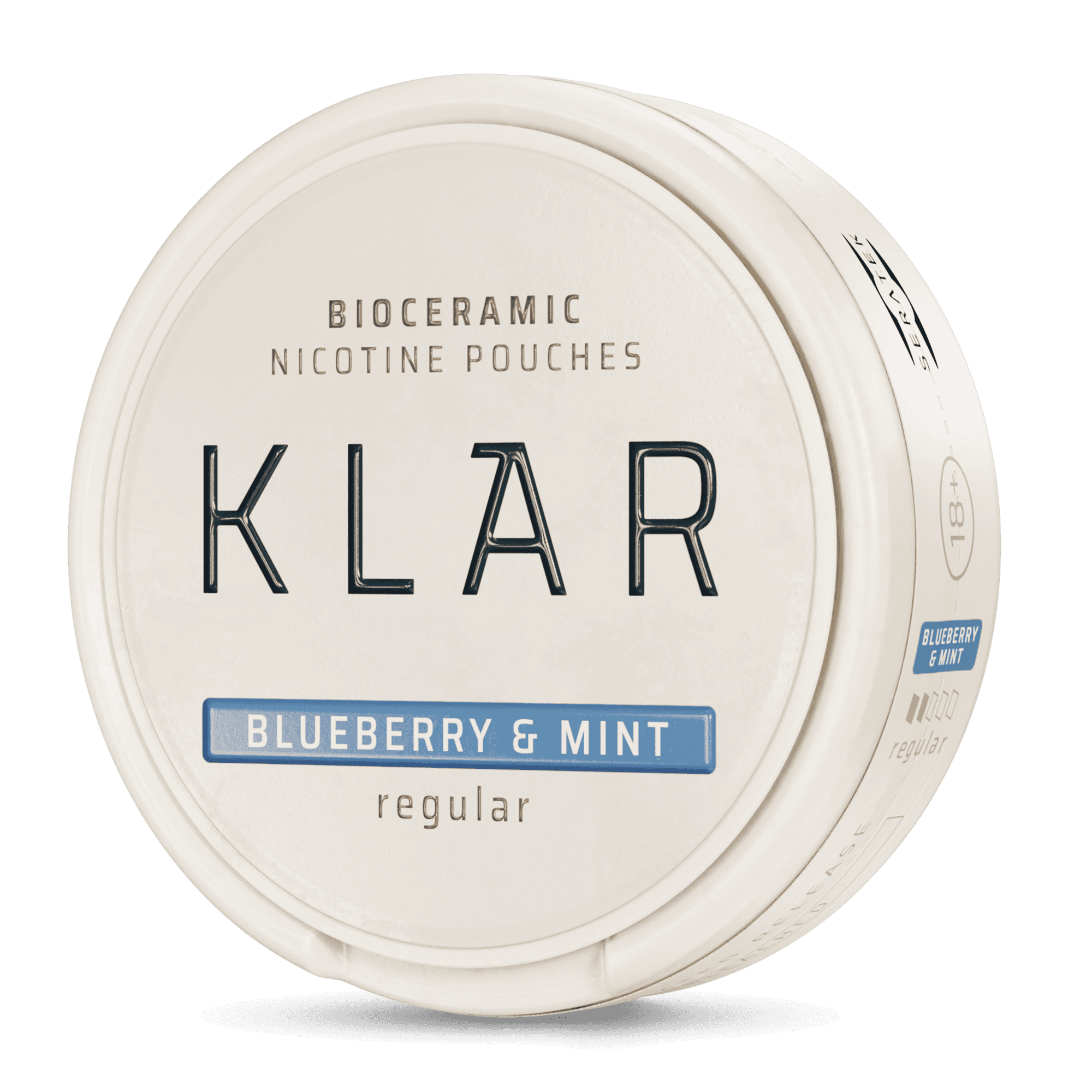 KLAR Bioceramic nicotine pouches in blueberry & mint