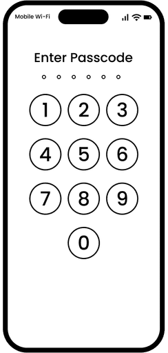 Wireframe showing the keypad, the fallback method to stop the alarm.