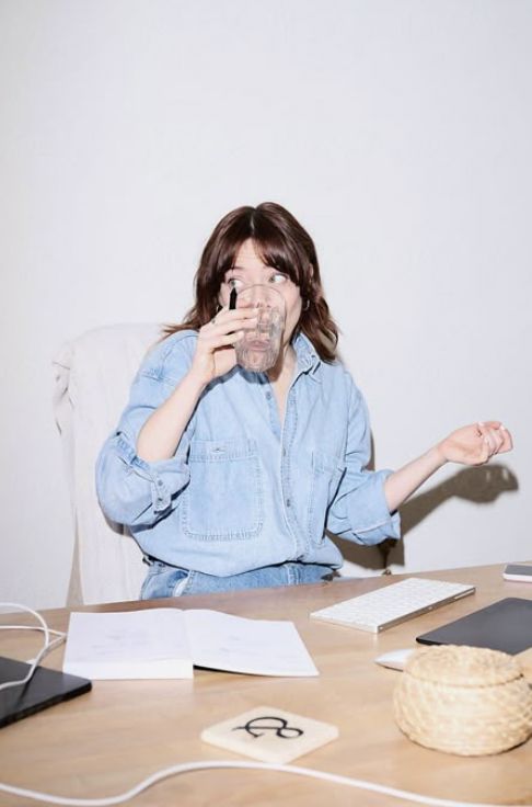 woman in black turtleneck shirt