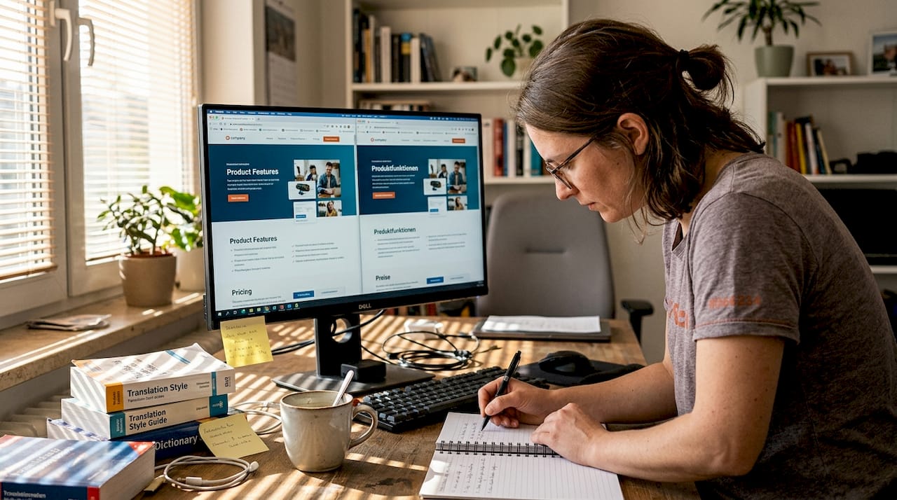 Product manager checking multilingual website versions