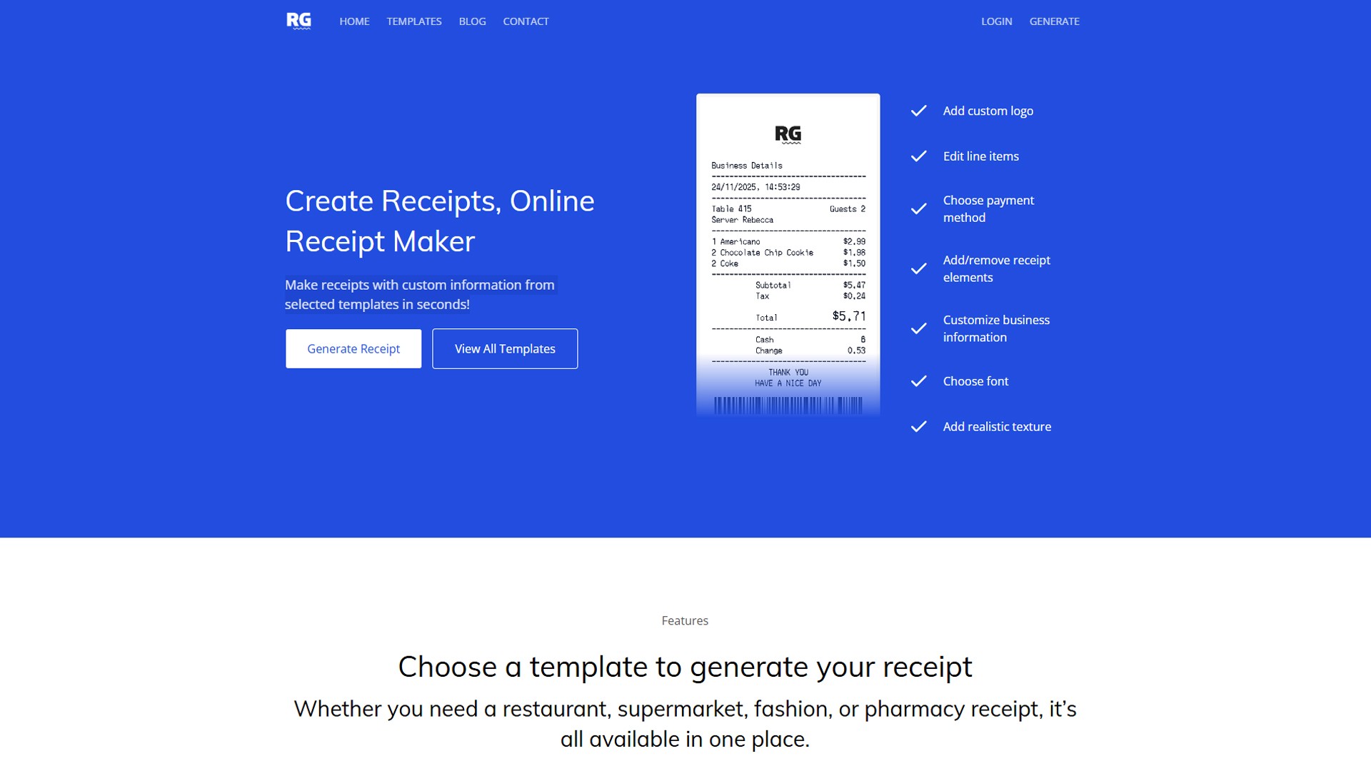 receipt generate