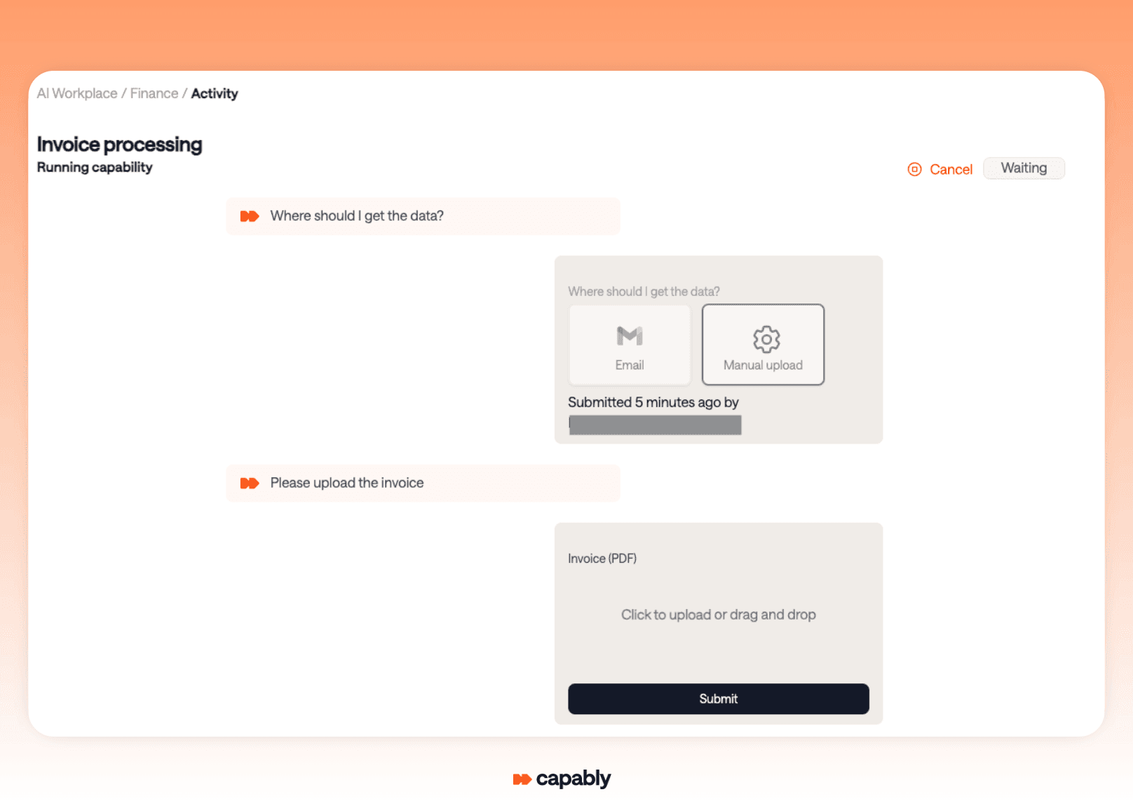 upload invoices for matching process