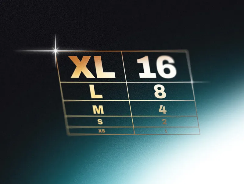 Graphic featuring the text "XL 16" and additional symbols, set against a dark background with a glowing effect.