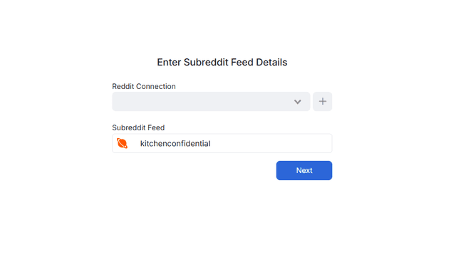 enter the subreddit feed details