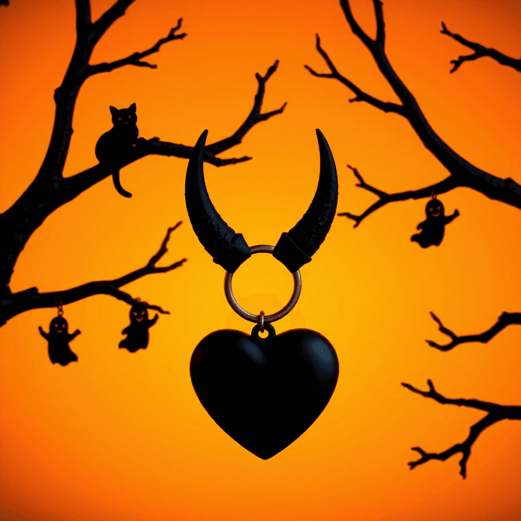 product photography of a keychain with a heart shape and devil horns, featuring the text 'HOW DARE YOU'