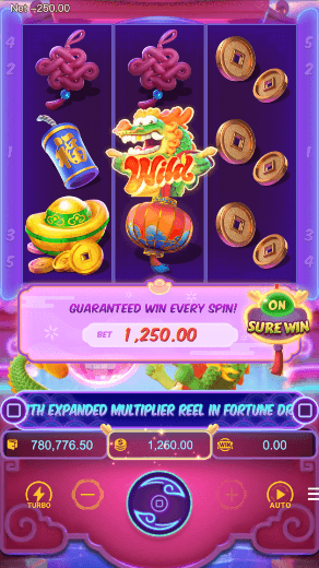 Fortune Dragon — option Sure Win activée avec une mise portée à cinq fois le montant de base