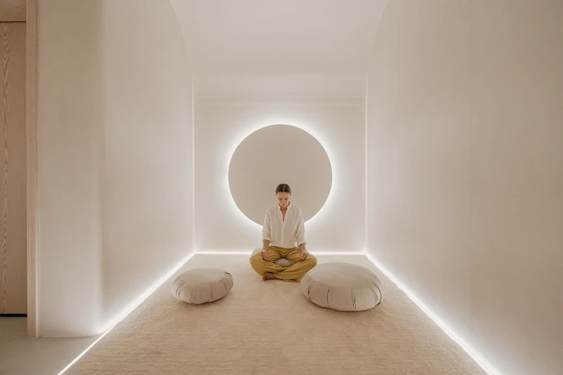 Woman in meditation area