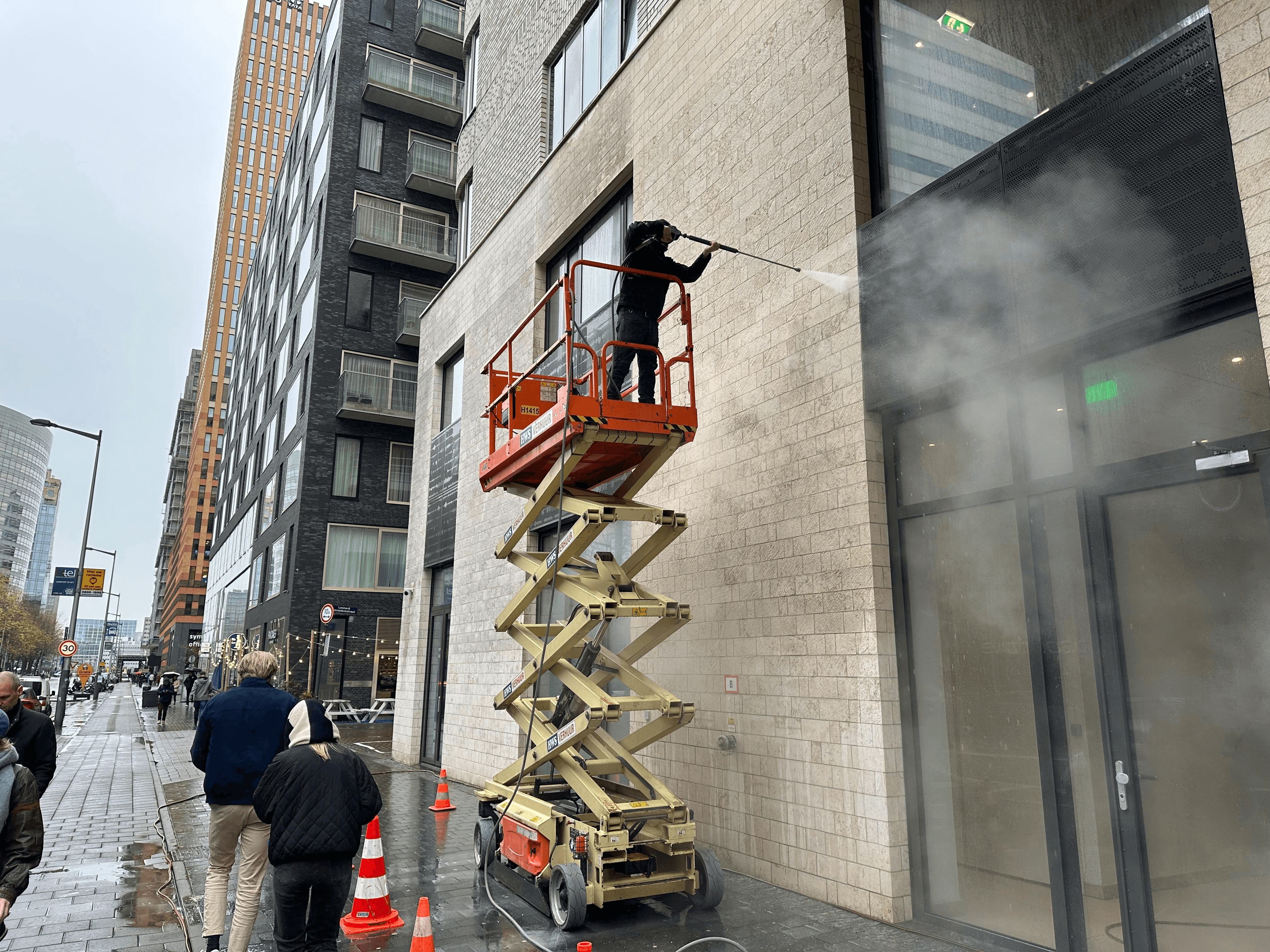 Drone shot of a running track at night