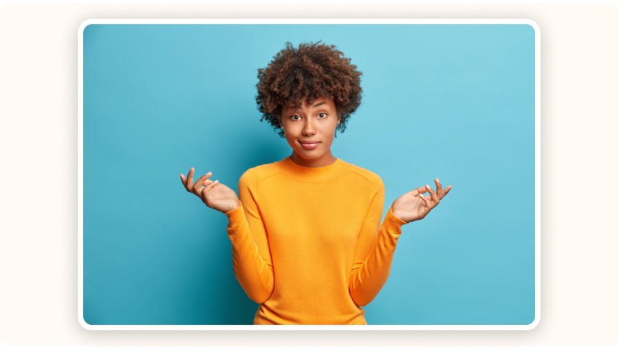 Hands raised in hesitation