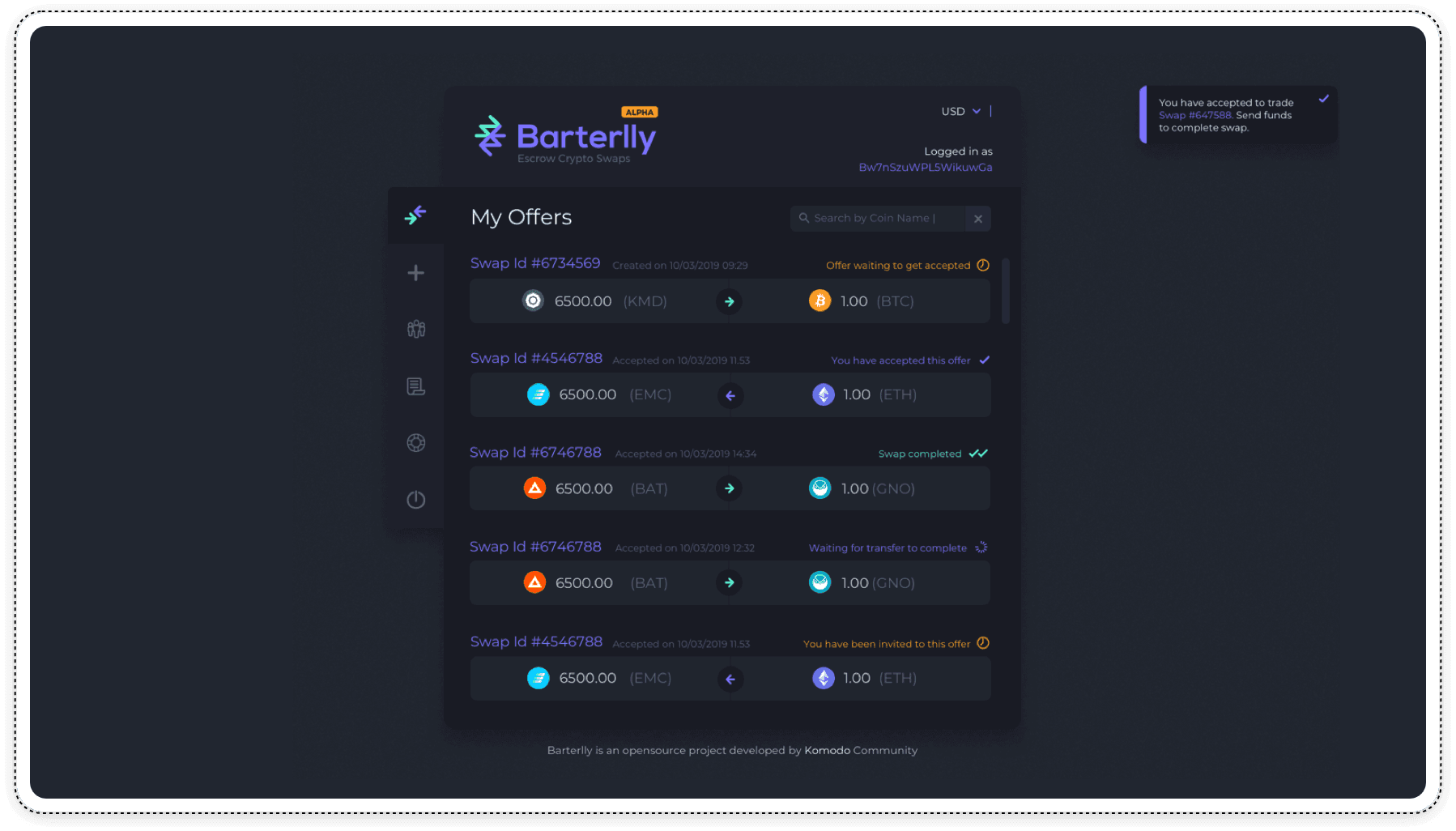 Barterlly Crypto App Design