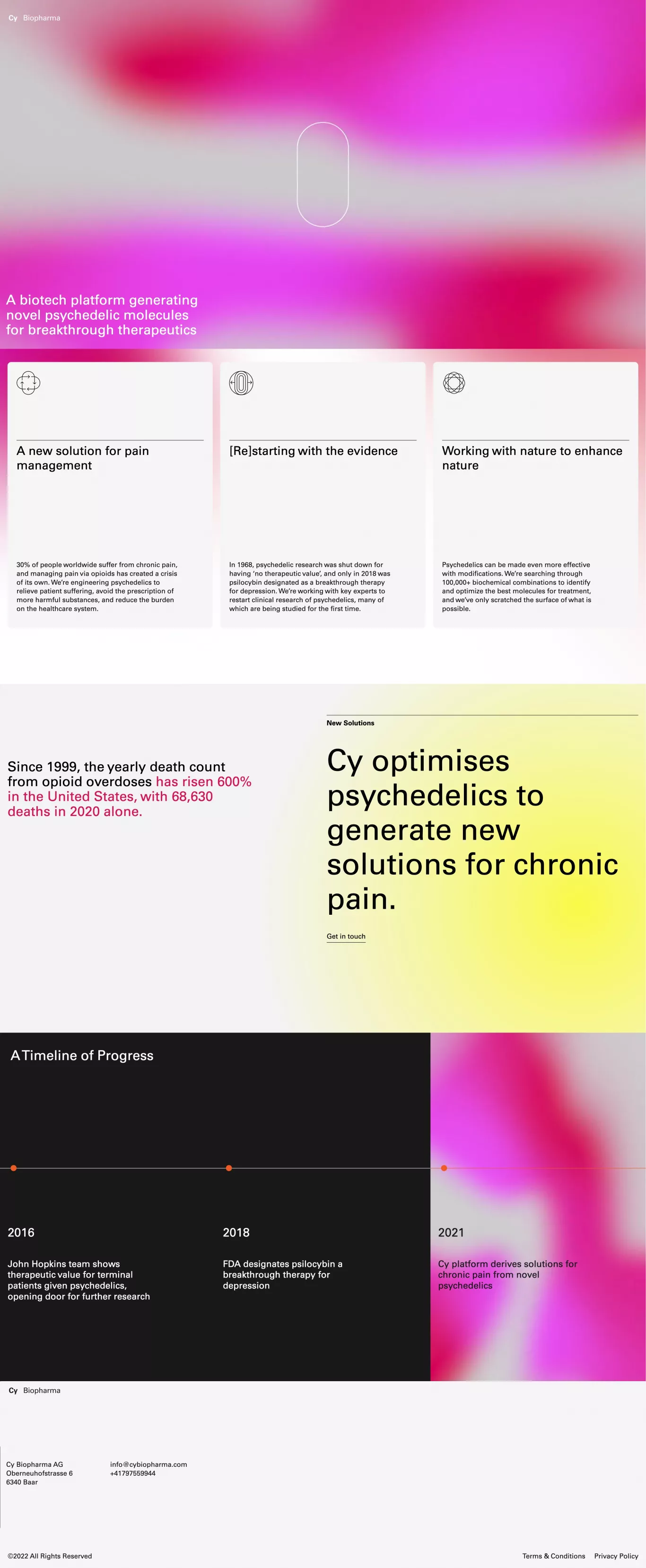 Cy Biopharma landing page screenshot showcasing Medical design