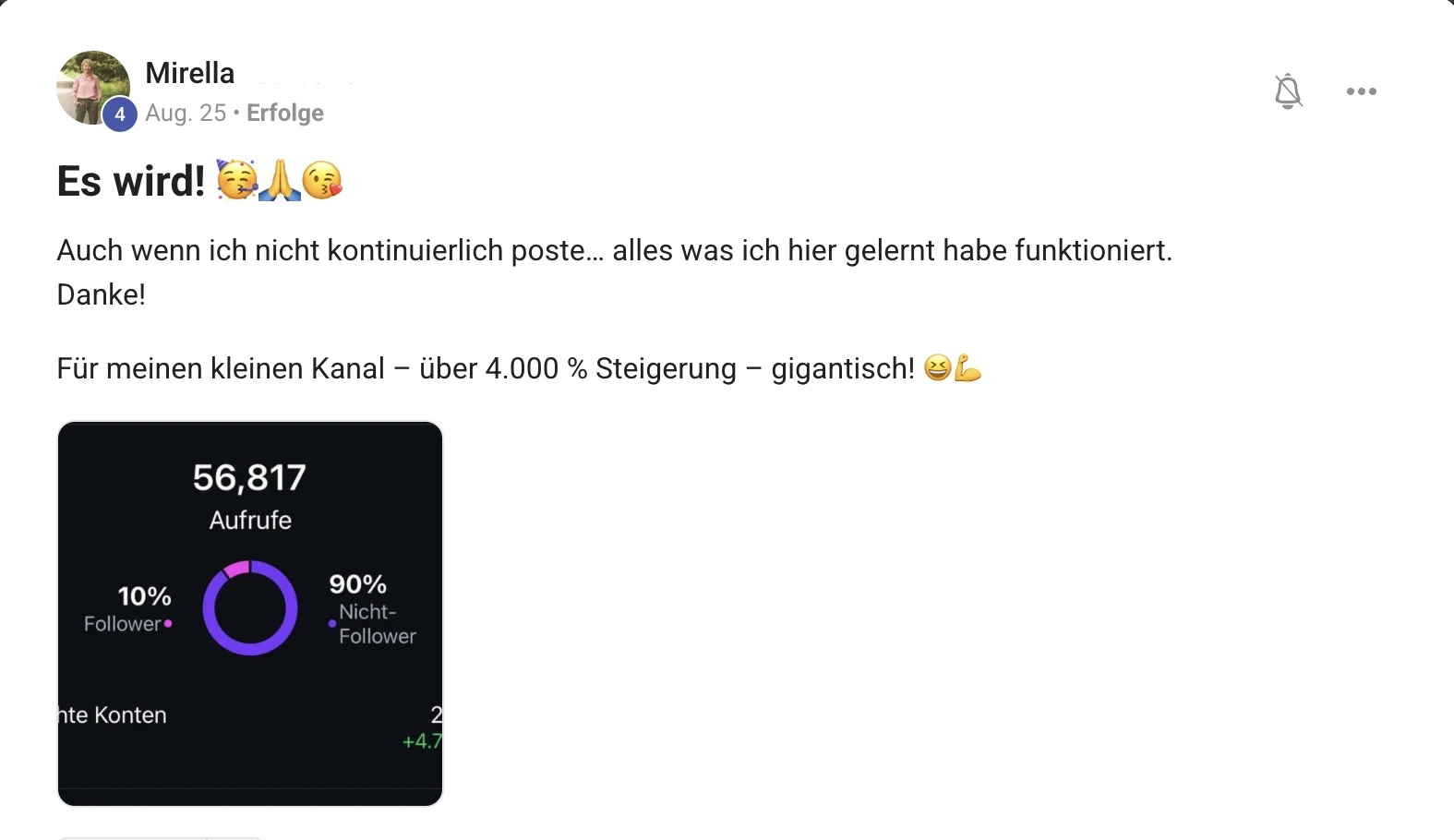 Kundenstimme KI Creator Akademie: Mirella steigert ihre Reichweite um über 4.000 Prozent