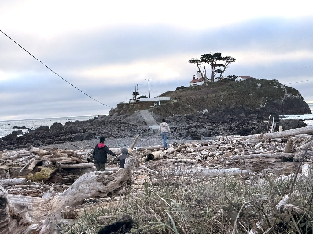 Battery Point Lighthouse at low tide in Crescent City