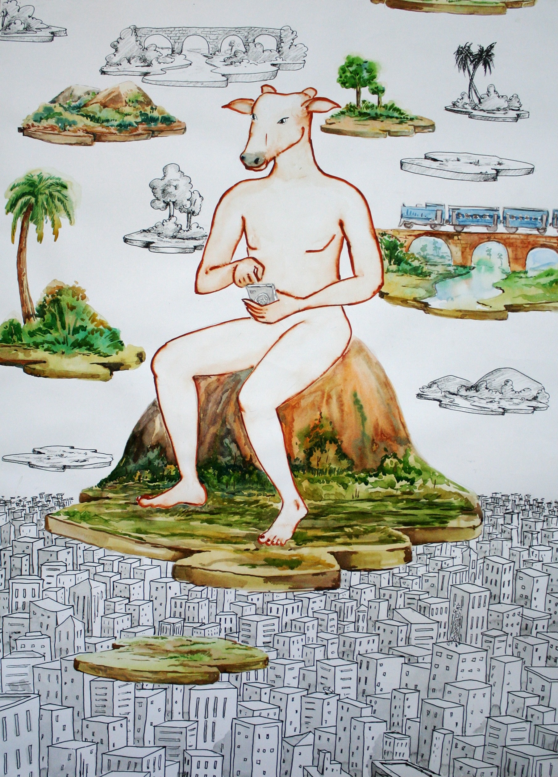 herd of sheep on road painting