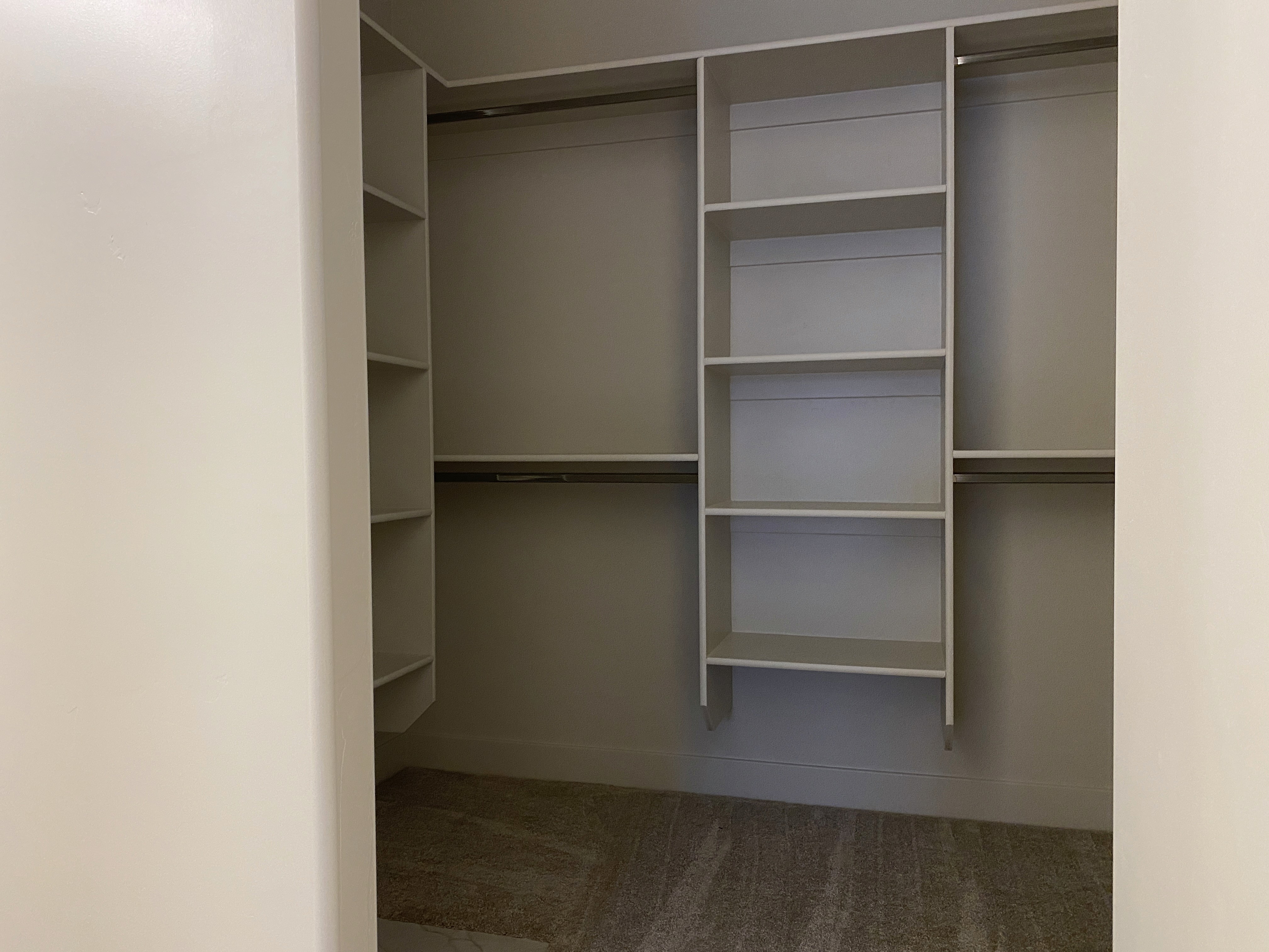 Closet space in a Hurricane, Utah duplex with built-in storage and organization.