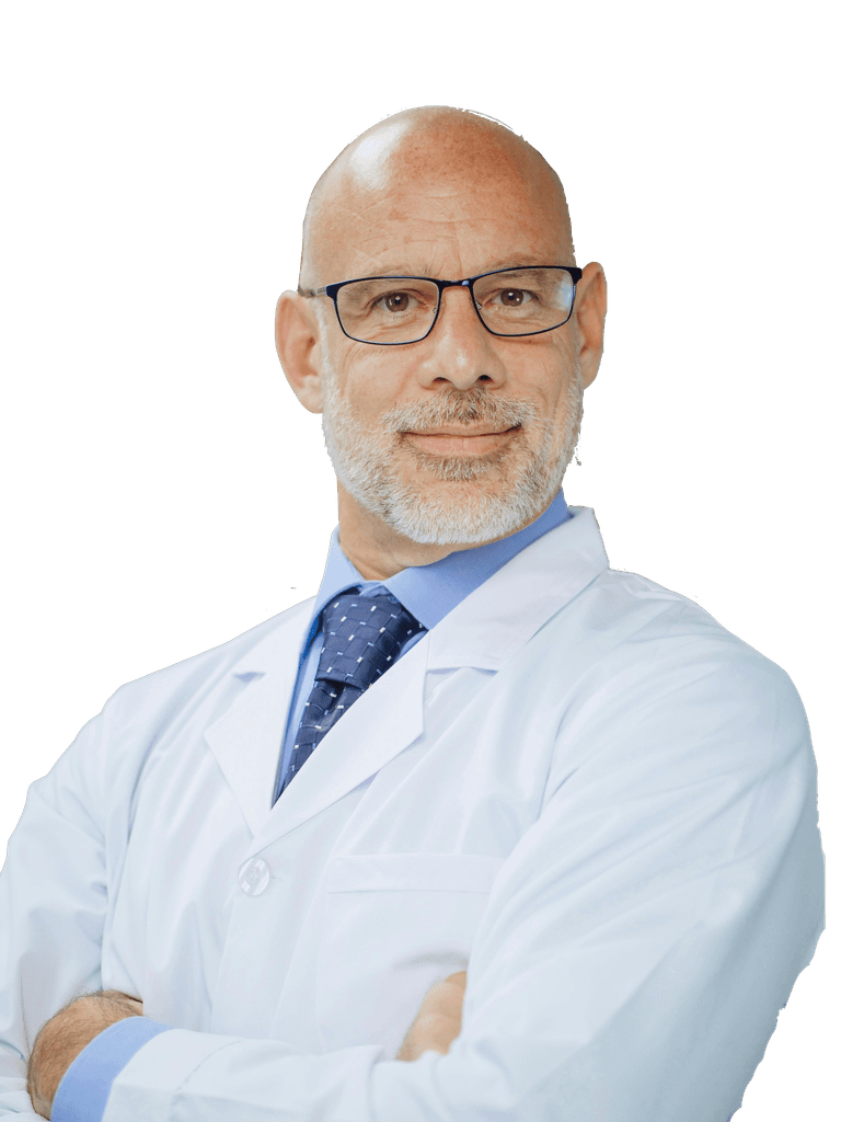 A smiling healthcare professional in a white coat holds a clipboard, showing a friendly demeanor.