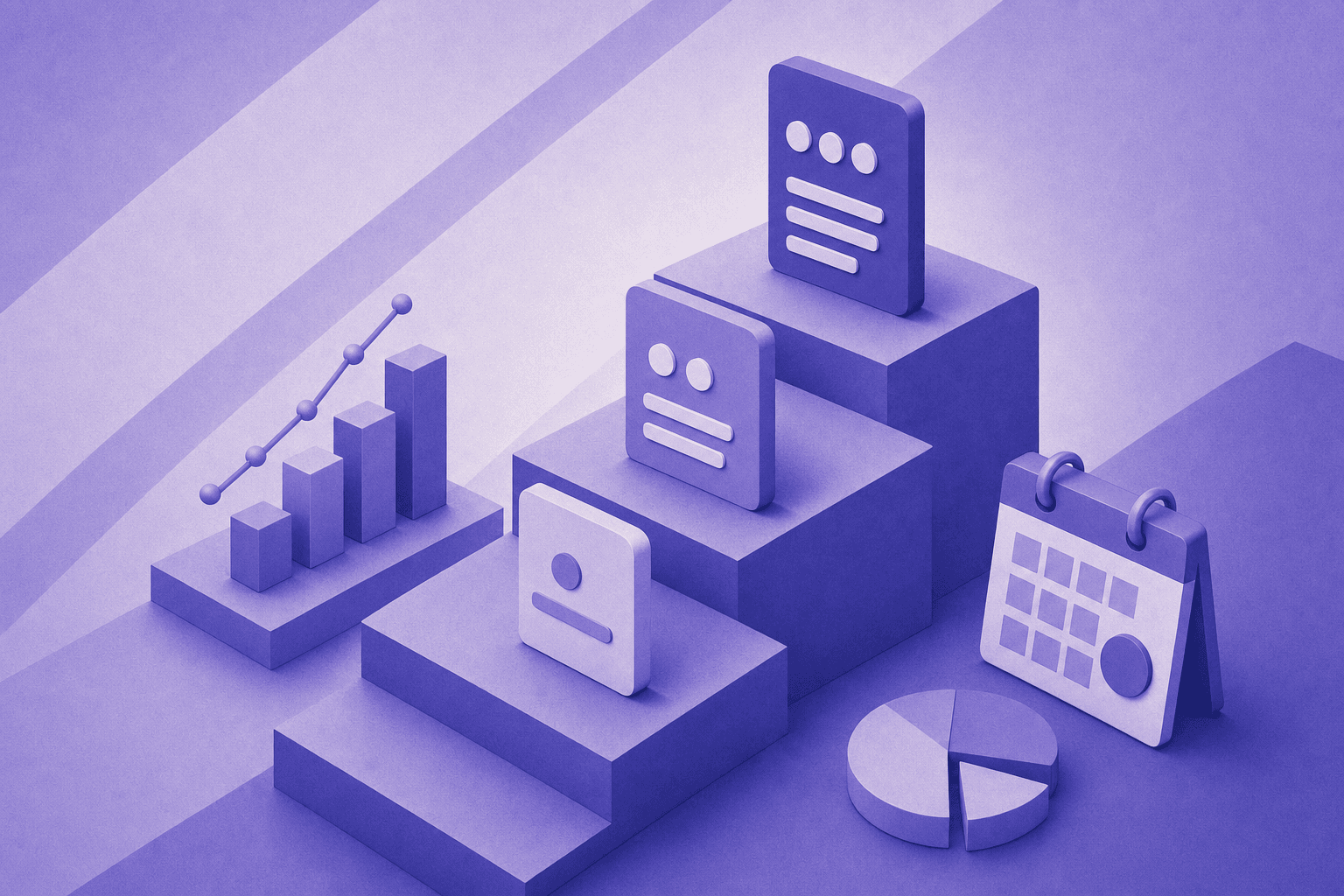 A clean business illustration showing tiered pricing structure with ascending steps or staircase levels, each level representing a higher cost tier, with budget forecast charts and calendar icons suggesting renewal deadlines, blue and gray color palette, flat modern style, no people, no text, no words, no letters