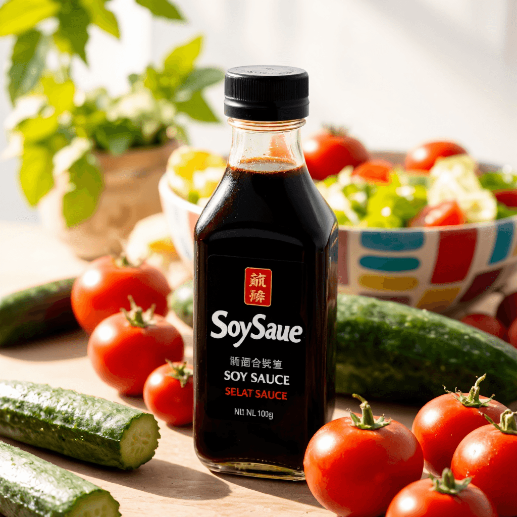 product photography of a bottle of soy sauce