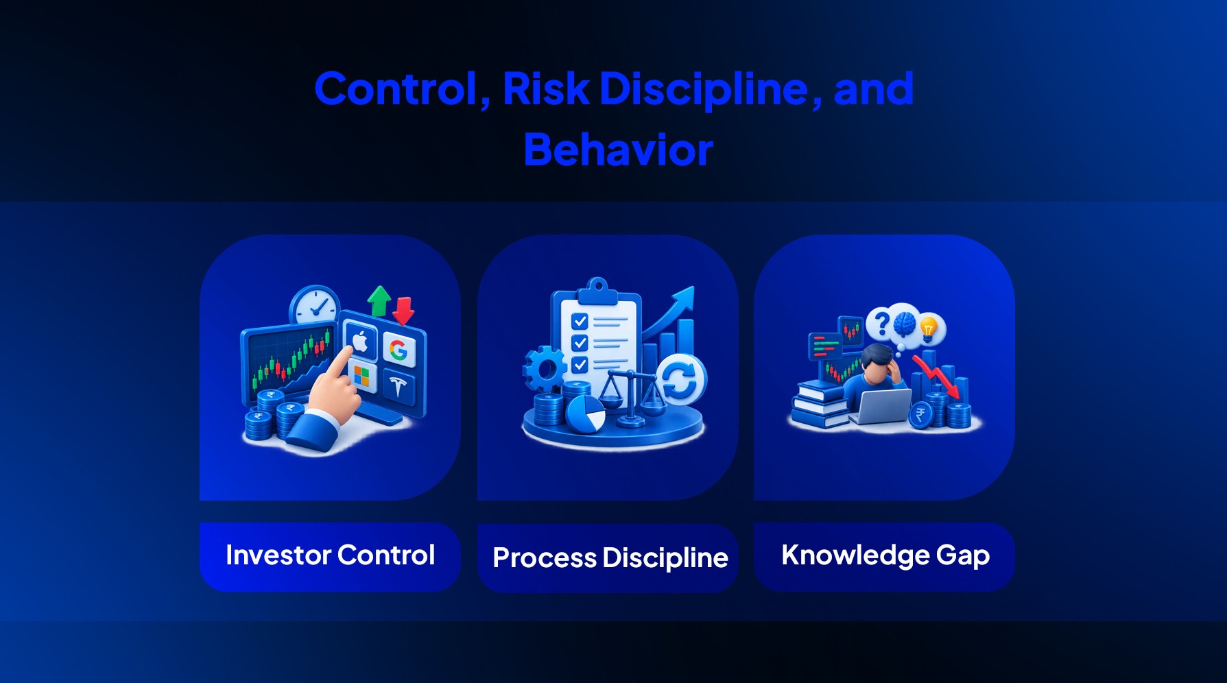 Illustration comparing investor control, process discipline, and knowledge gaps in PMS versus direct stock portfolio investing.