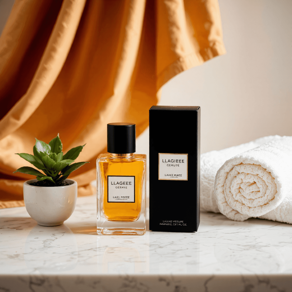 product photography of perfume bottle with packaging