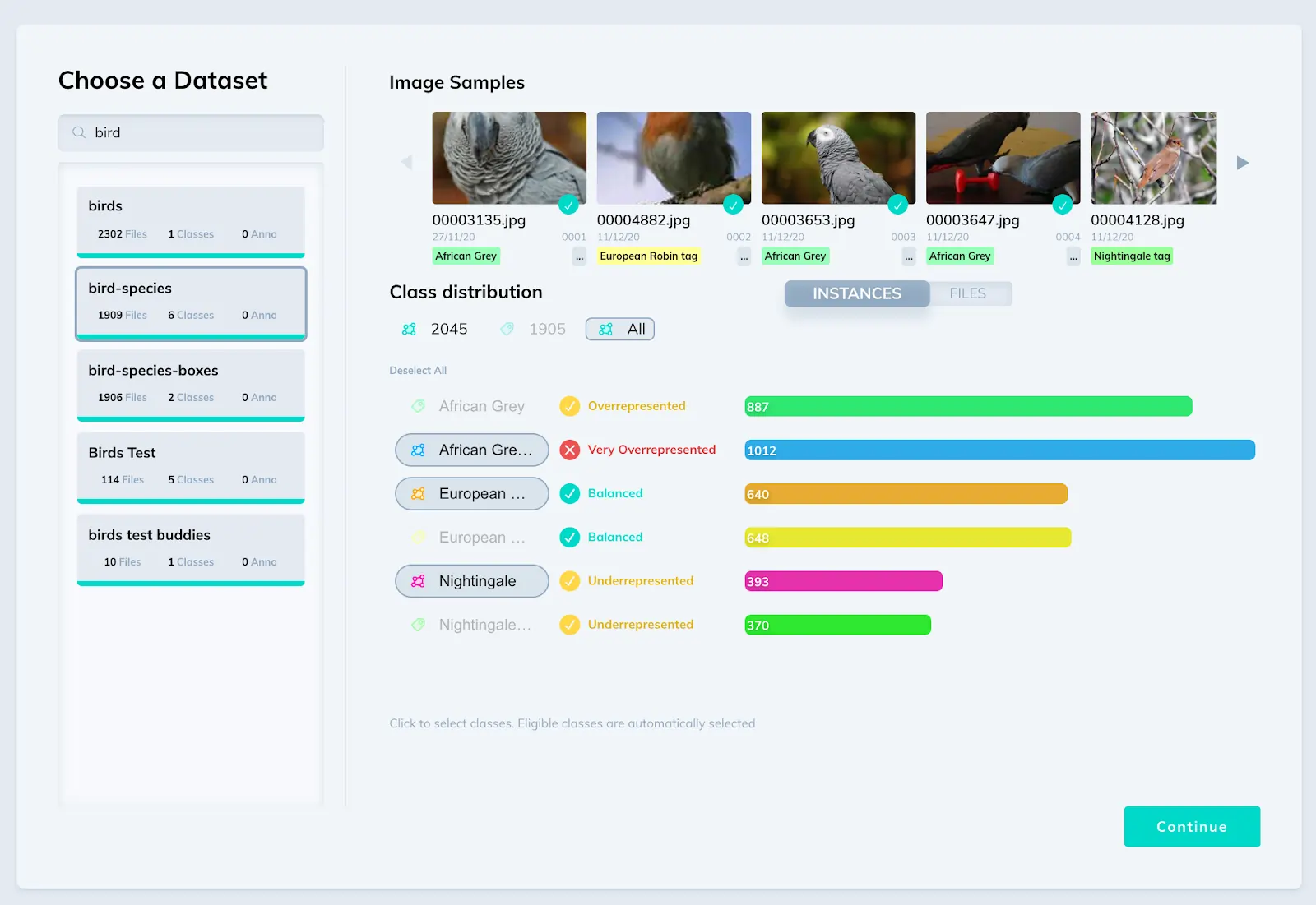 choosing dataset in v7