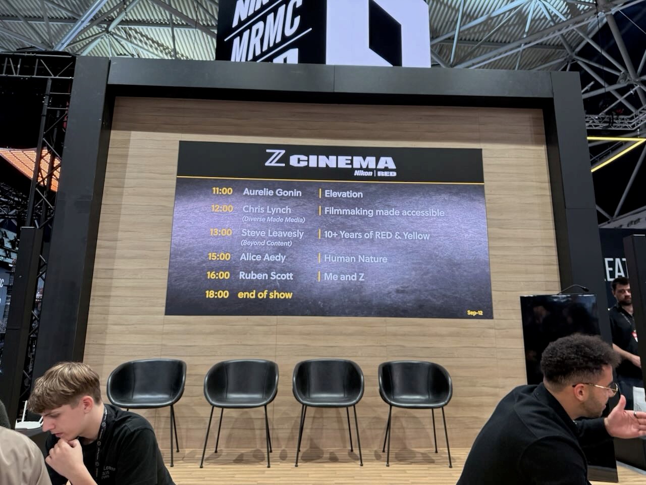 Image of the RED stage at IBC where CEO Chris Lynch presented a fire side chat on inclusive filmmaking