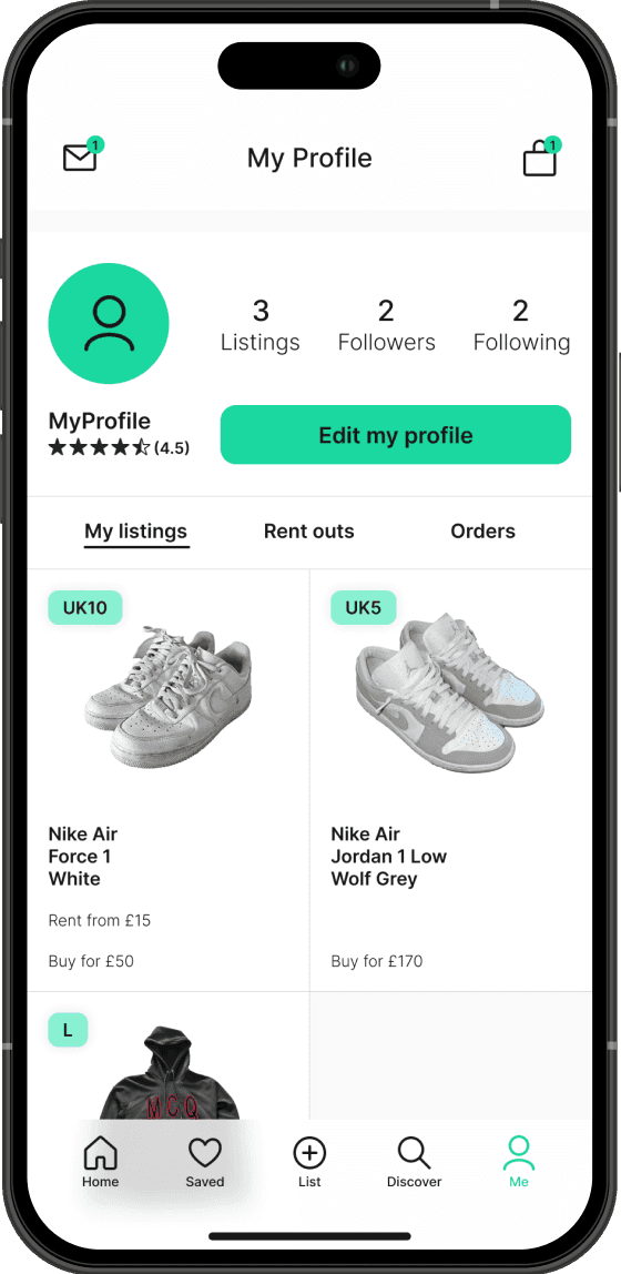 profile page on newish app