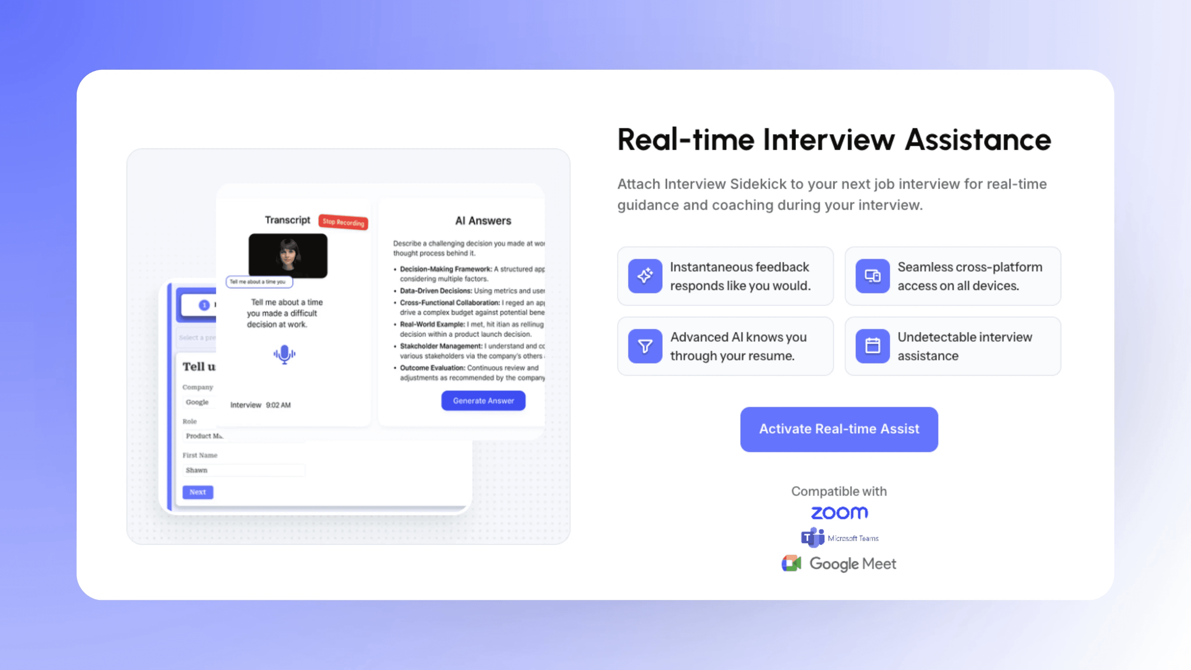 Real-time interview assistance