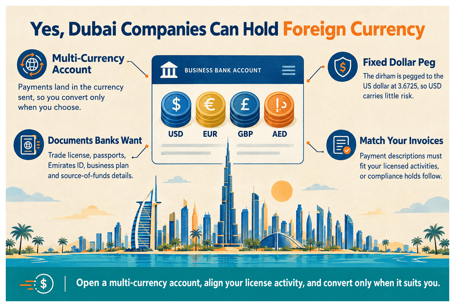 Infographic: Can a Dubai Company Receive Foreign Currency Without Converting It