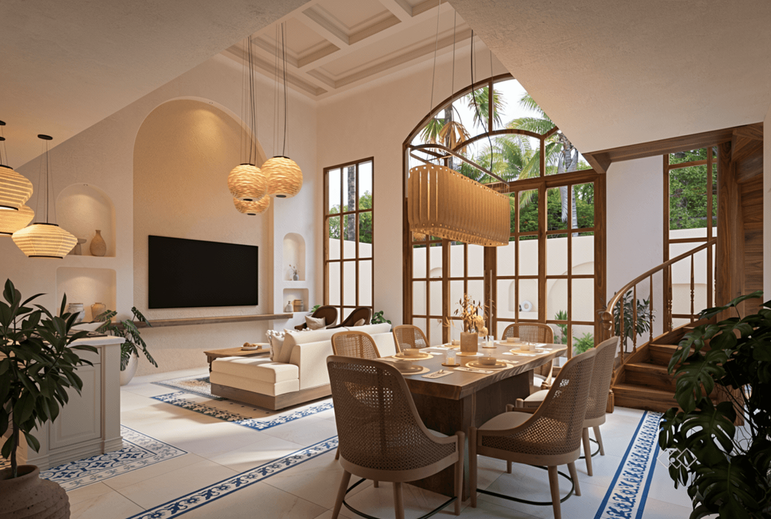 Luxury dining area and modern interior design in an Uluwatu villa for sale through expert agents.