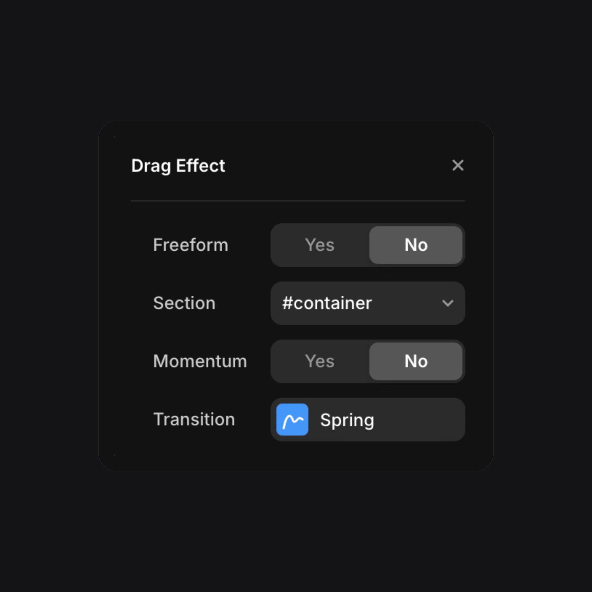 the drag effect in Framer