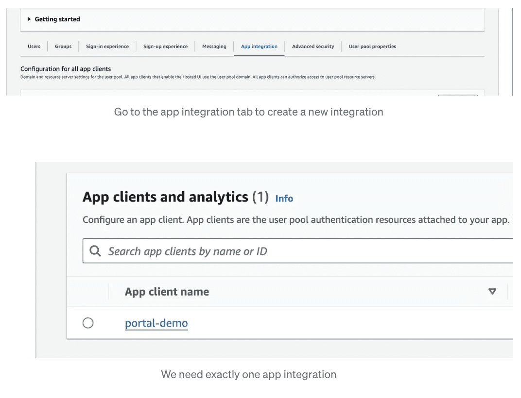 We need exactly one app integration