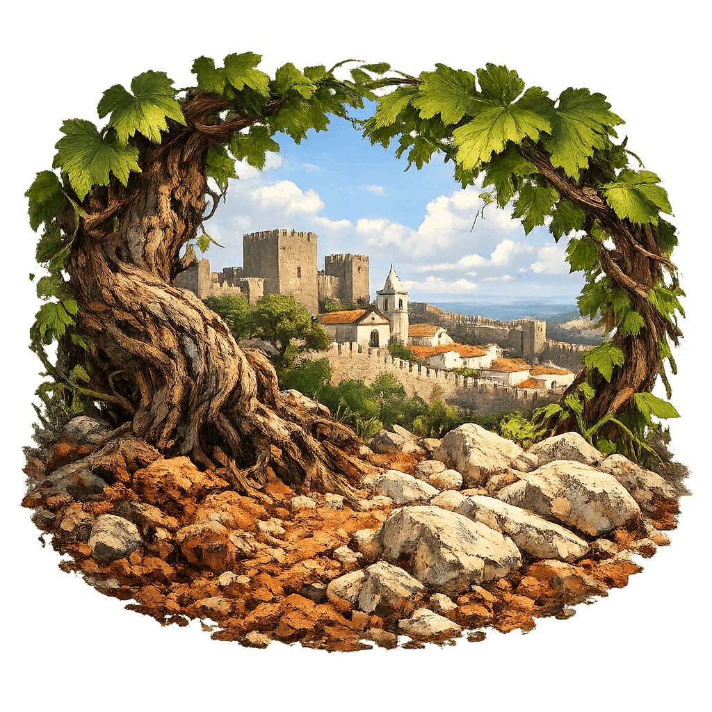 Detailed graphic of the Óbidos wine region.