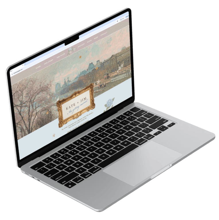Custom wedding website that matches the couple's invitation suite.