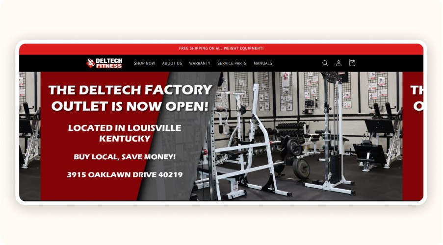 Deltech Fitness homepage