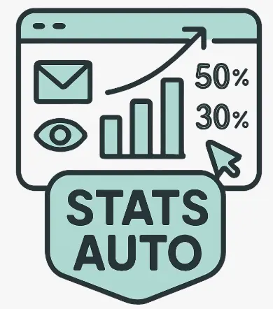 Icône suivi performances mails taux ouverture clics réponses automatique tableaux statistiques