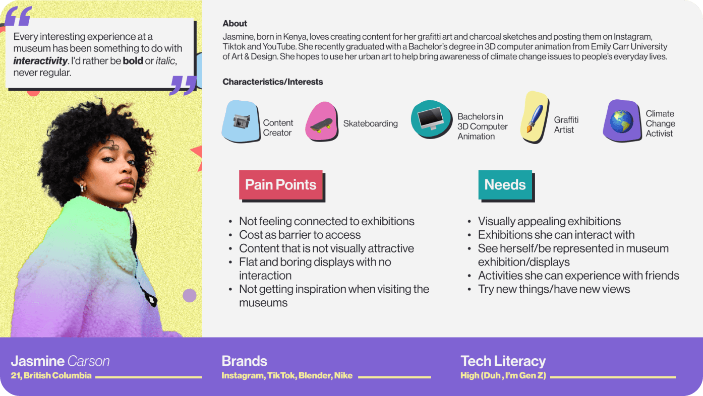 User Persona created from the analysis of research data.