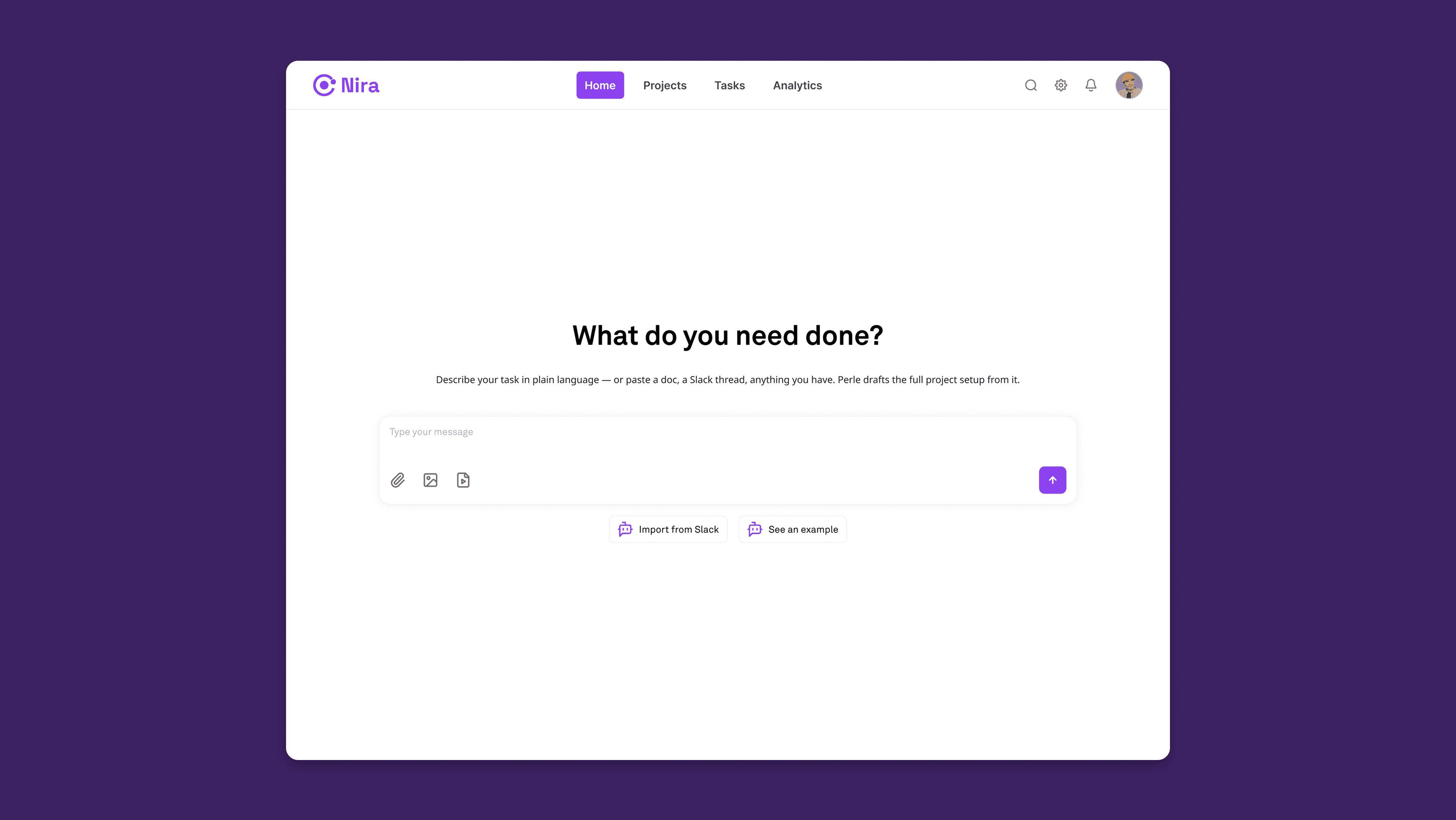 Prompt screen asking the customer to describe the task they need done in plain language