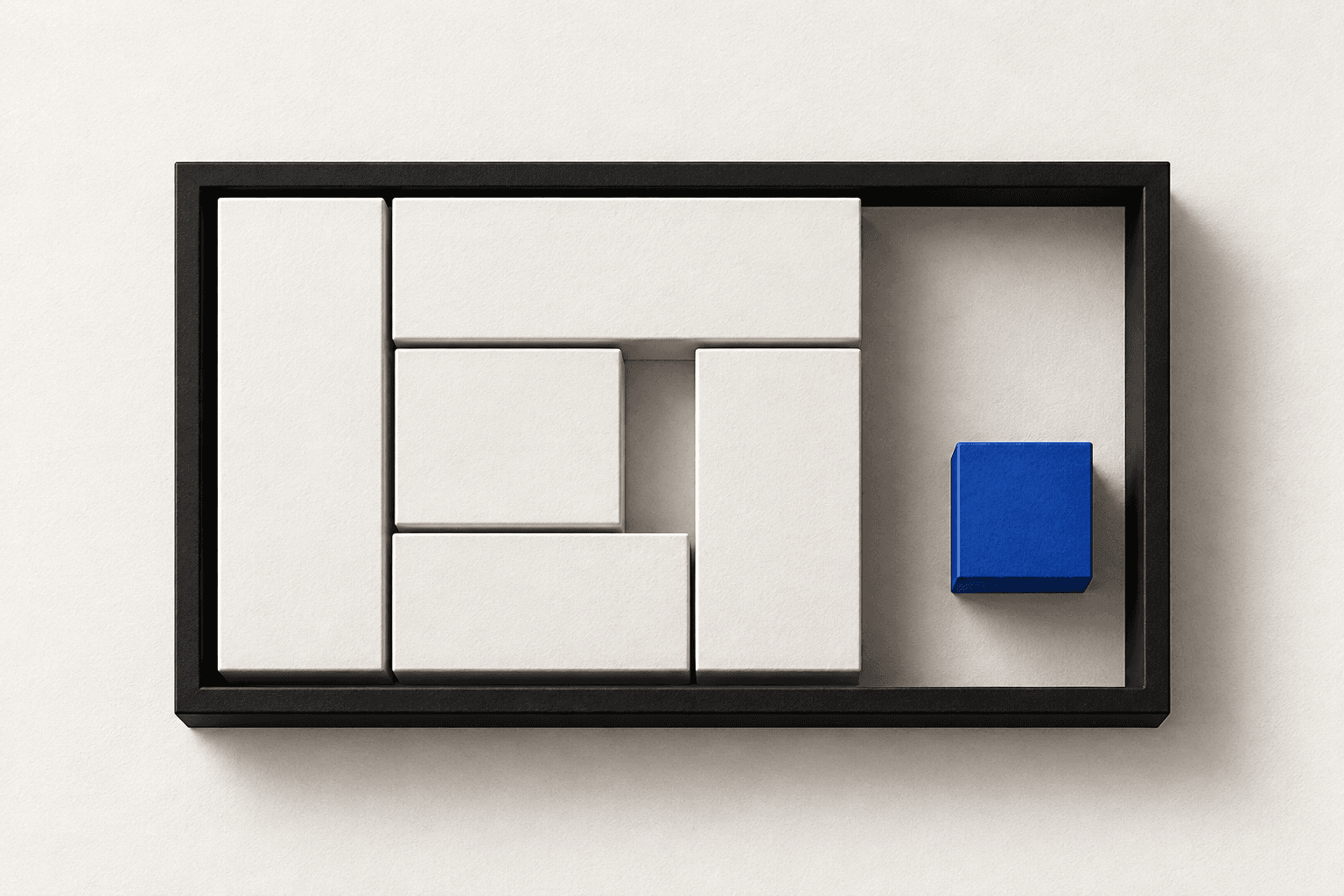 White blocks inside a black boundary with a separate blue reserve block.