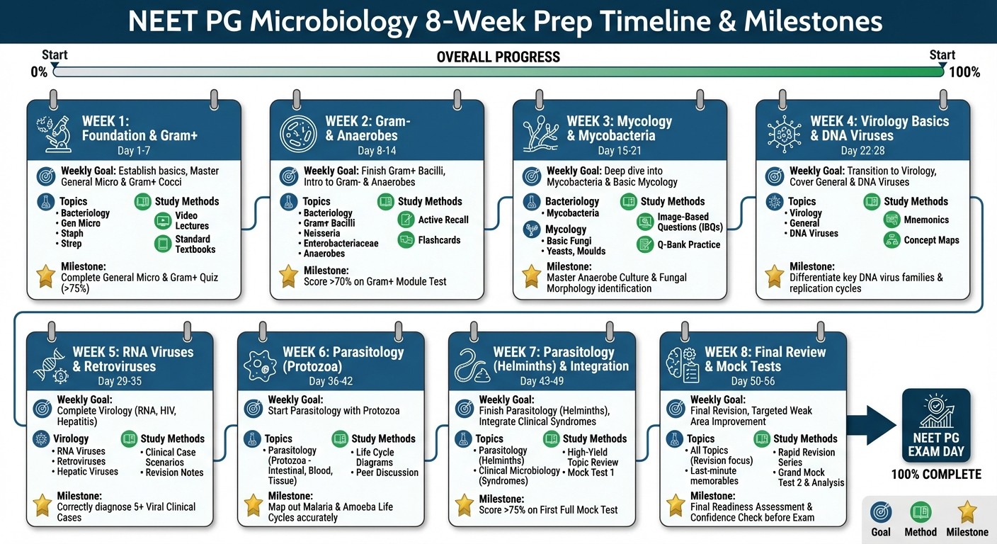 60-day NEET PG microbiology study timeline and preparation schedule