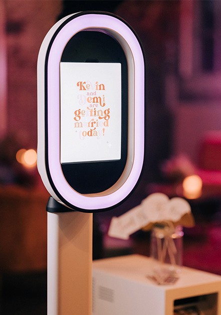 321Klik photobooth, met startscherm bruiloft gepersonaliseerd