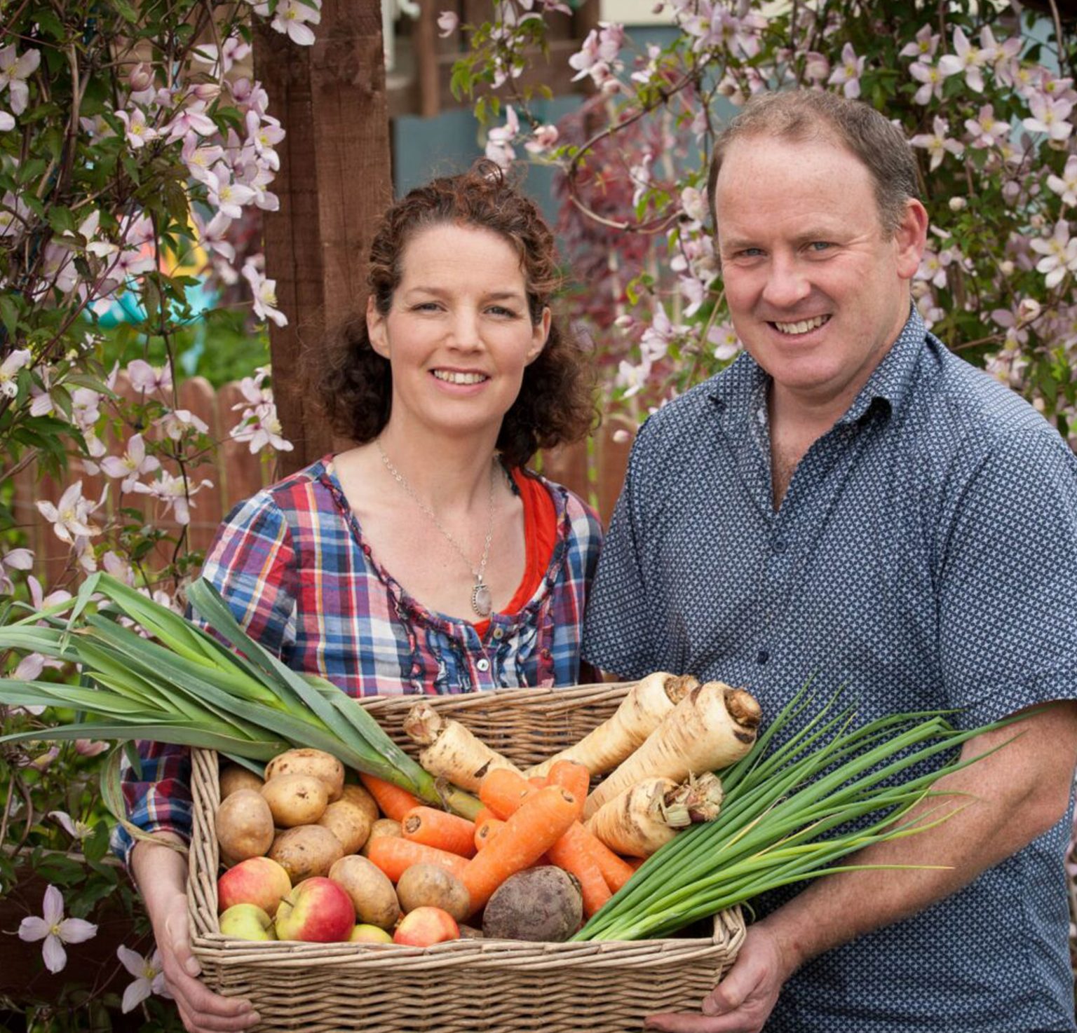 Owners of Beechlawn Organic Farm showing their vegetables while smiling and supplying it to As One Restaurant Dublin