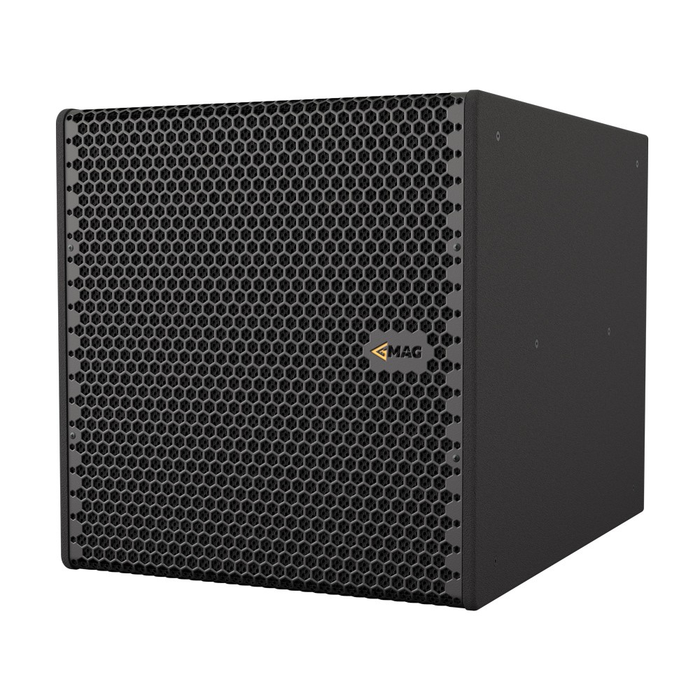 Black MAG speaker cabinet with honeycomb grille detail